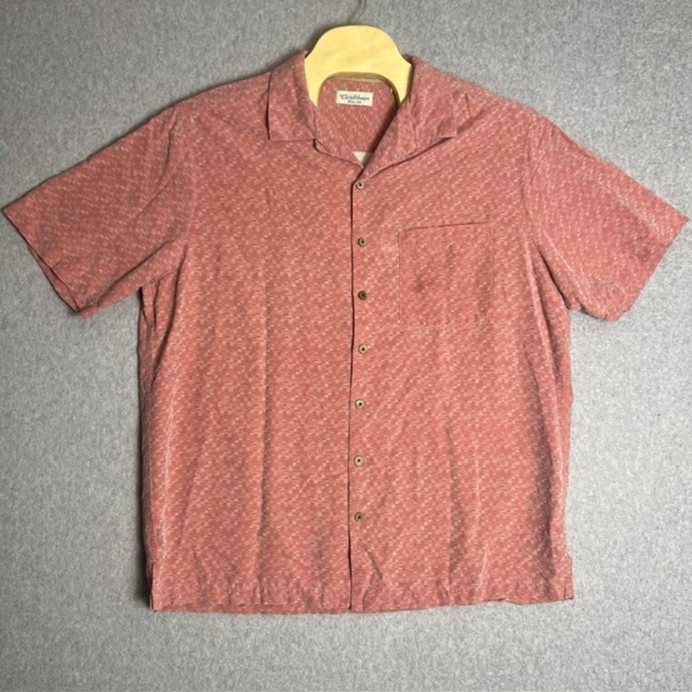 Caribbean Pure Silk Men's 2XL Washed Pink Button Down Short‎ Sleeve Shirt